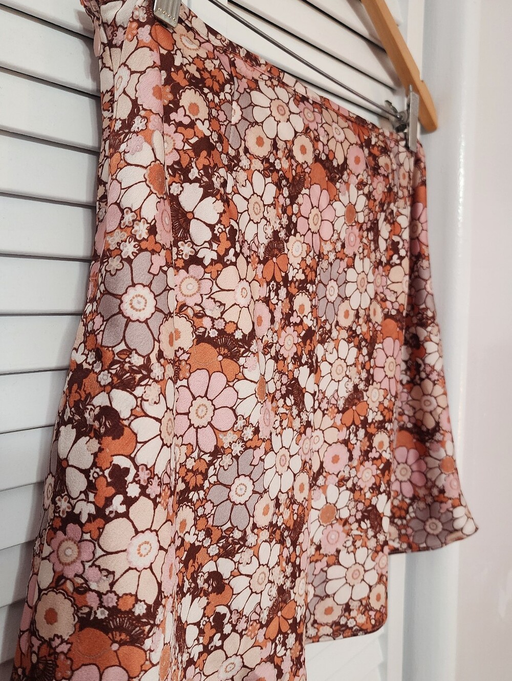 Cotton Candy LA- Pink & Brown Floral A-Line Skirt - Picture 6 of 15